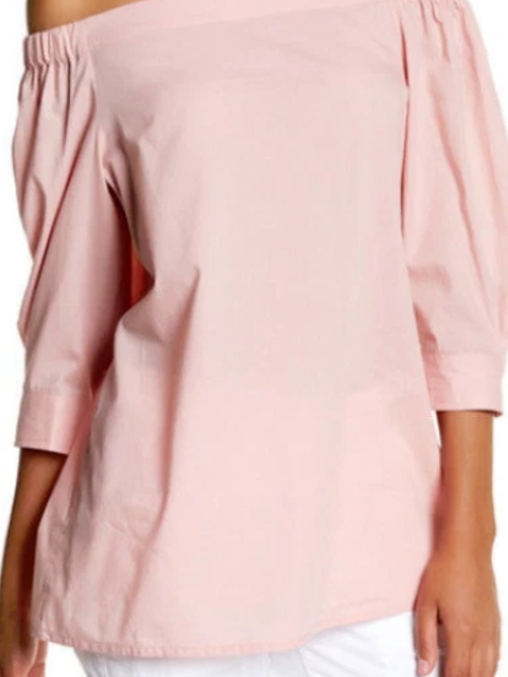 Theory Light Pink Off-the-Shoulder Blouse.sz S.